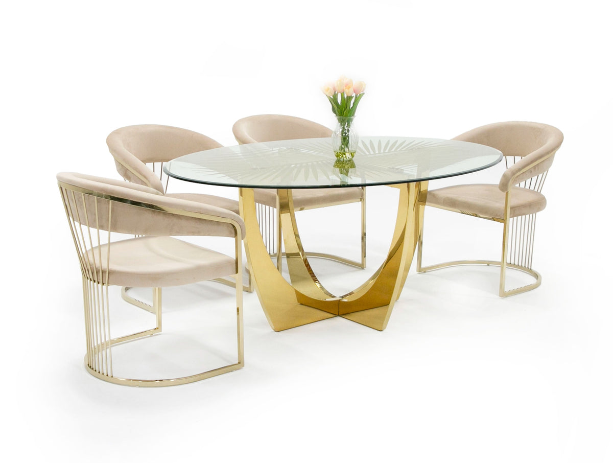 Modrest Chambers Glass & Gold Dining Table Model VGGM-DT-DOLORES-DT
