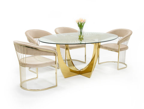 Modrest Chambers Glass & Gold Dining Table Model VGGM-DT-DOLORES-DT