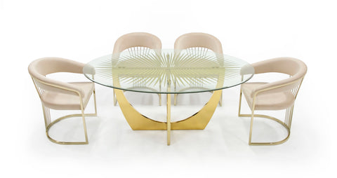 Modrest Chambers Glass & Gold Dining Table Model VGGM-DT-DOLORES-DT