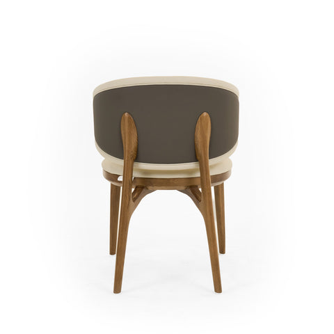 Modrest Chance Contemporary Cream Fabric and Brown Leatherette Walnut Dining Chair By VIG Furniture