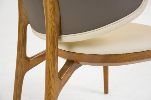 Modrest Chance Contemporary Cream Fabric and Brown Leatherette Walnut Dining Chair By VIG Furniture