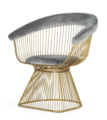 Modrest Chandler Modern Grey Velvet & Gold Dining Chair By VIG Furniture