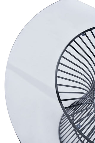 Modrest Chandler Modern Round Glass & Black Stainless Steel Dining Table Model VGZAT007-1-BLK-DT