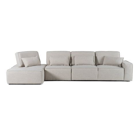 Divani Casa Chapel Modern Light Grey Fabric Sectional Sofa & Ottoman Model VGMB-1686-GRY