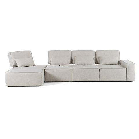 Divani Casa Chapel Modern Light Grey Fabric Sectional Sofa & Ottoman Model VGMB-1686-GRY