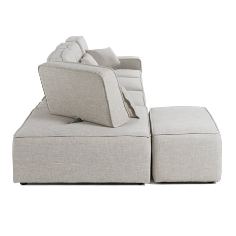 Divani Casa Chapel Modern Light Grey Fabric Sectional Sofa & Ottoman Model VGMB-1686-GRY