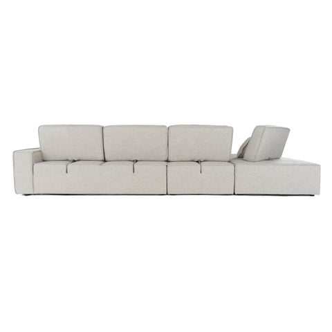 Divani Casa Chapel Modern Light Grey Fabric Sectional Sofa & Ottoman Model VGMB-1686-GRY