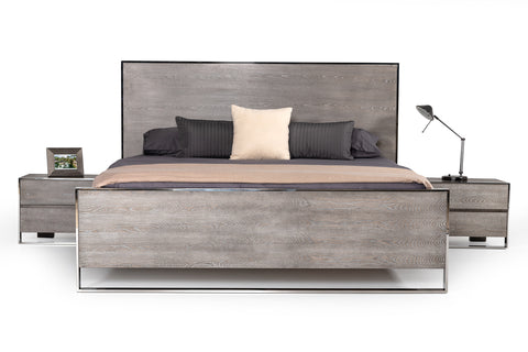 Modrest Charlene Modern Grey Elm & Stainless Steel Bedroom Set Model VGVC-CHARLENE-SET
