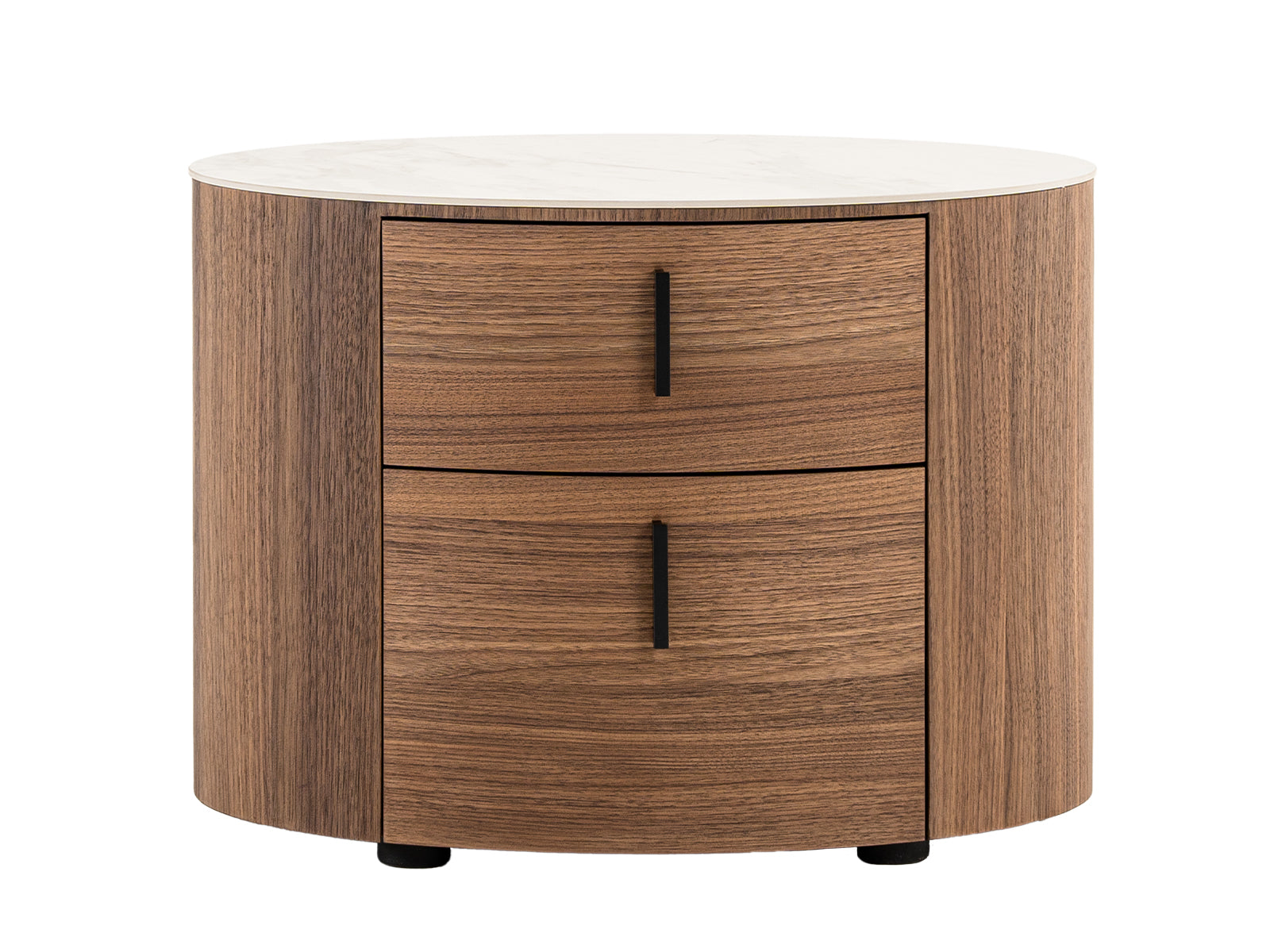 Modrest Chelton Contemporary White Ceramic & Walnut Oval Nightstand Model VGHB351U3-WAL-NS