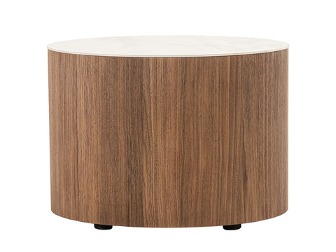 Modrest Chelton Contemporary White Ceramic & Walnut Oval Nightstand Model VGHB351U3-WAL-NS