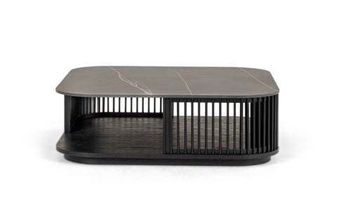 Modrest Chip Modern Black Ceramic & Black Ash Square Coffee Table Model VGDW-DW5008-08