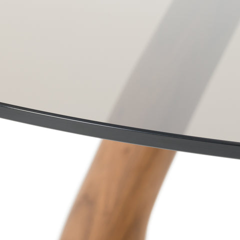 Modrest Christy - Mid-Century Modern Grey Glass + Walnut Round Dining Table