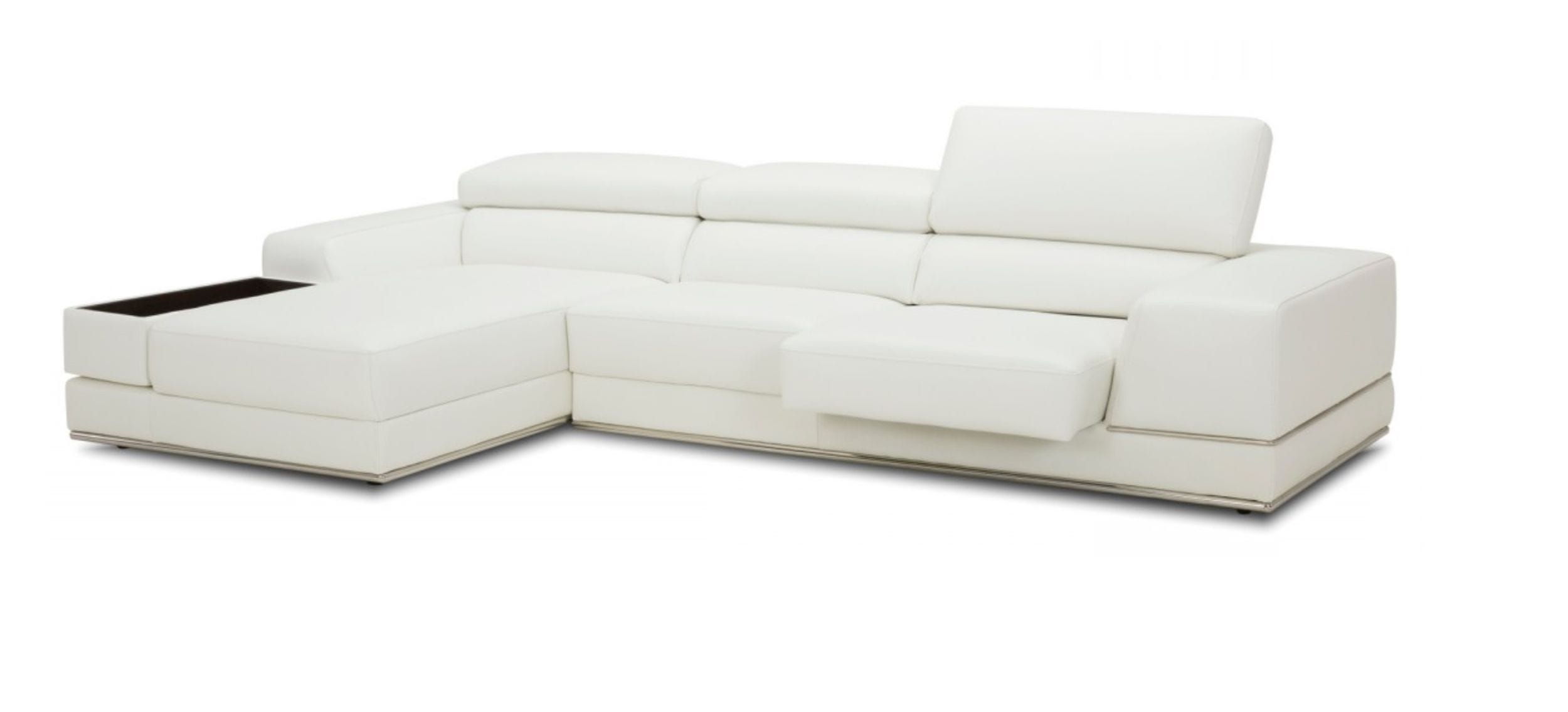 Divani Casa Chrysanthemum Mini Modern White Leather Left Facing Sectional Sofa Model VGKK1576-MINI-WHT-LAF