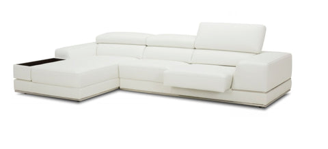 Divani Casa Chrysanthemum Mini Modern White Leather Left Facing Sectional Sofa Model VGKK1576-MINI-WHT-LAF