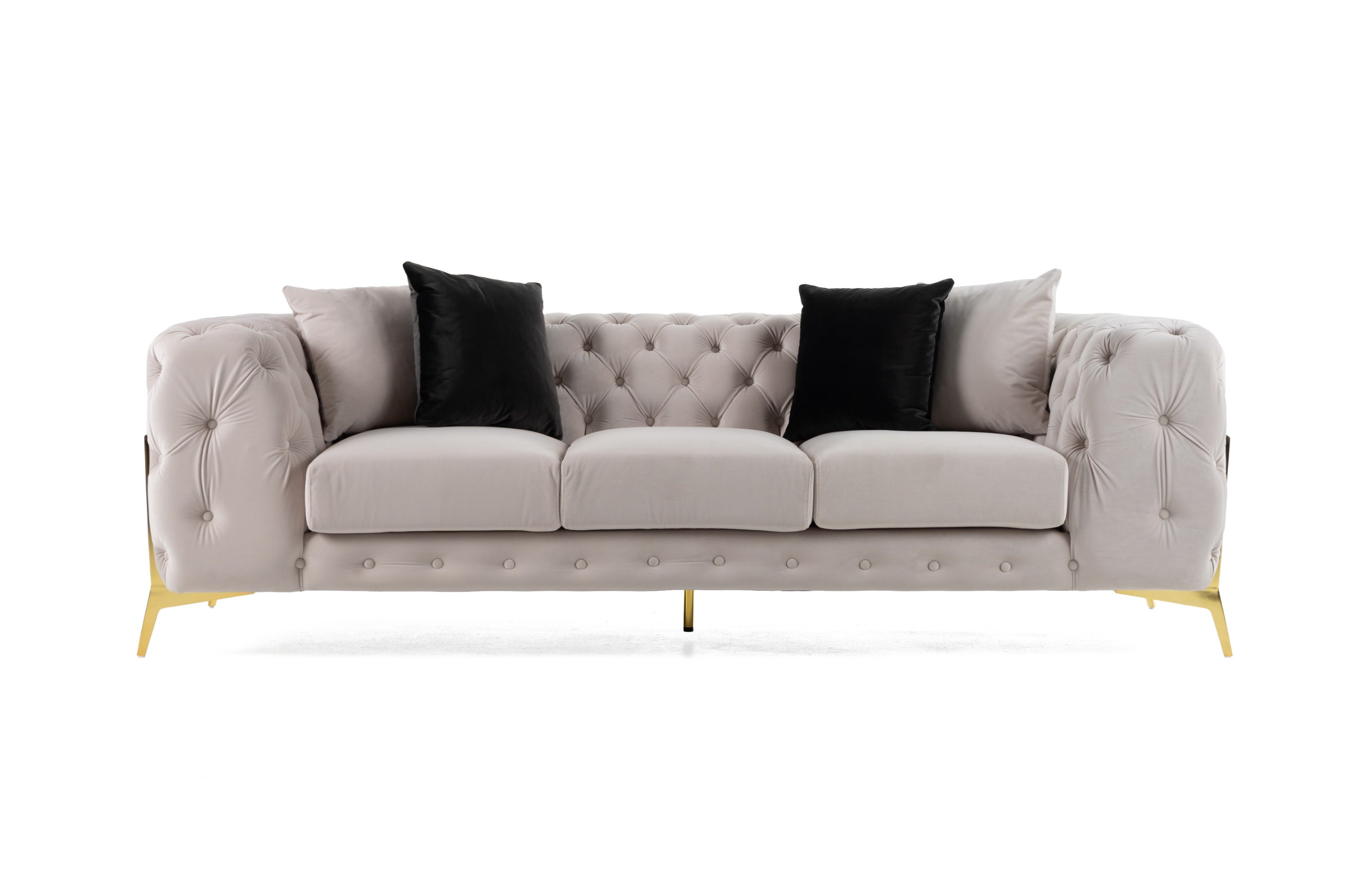 Divani Casa Clarice Transitional Light Beige Velvet Sofa Model VGAH-SF1013-3-BGE