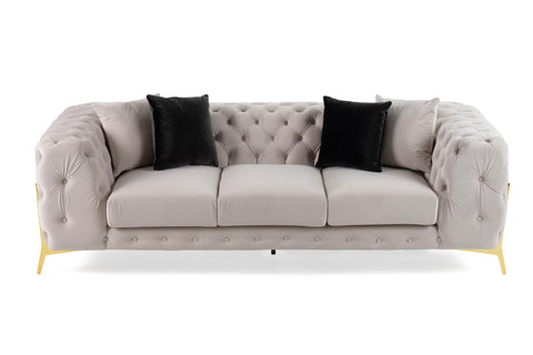 Divani Casa Clarice Transitional Light Beige Velvet Sofa Model VGAH-SF1013-3-BGE