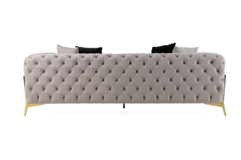 Divani Casa Clarice Transitional Light Beige Velvet Sofa Model VGAH-SF1013-3-BGE