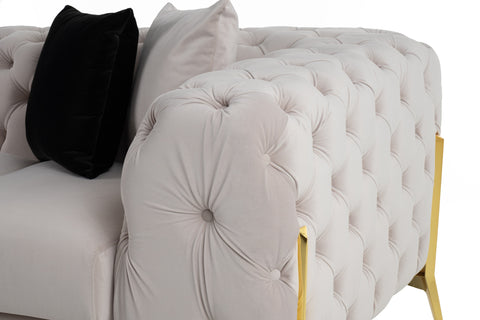 Divani Casa Clarice Transitional Light Beige Velvet Sofa Model VGAH-SF1013-3-BGE