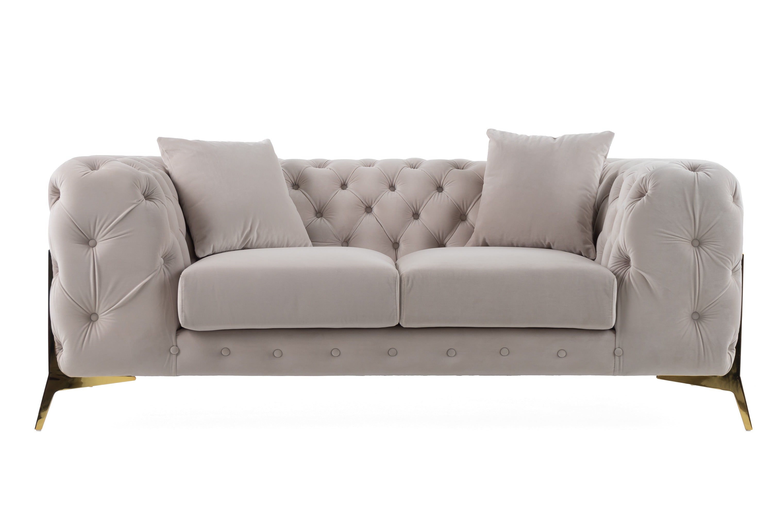 Divani Casa Clarice Transitional Light Beige Velvet Loveseat Model VGAH-SF1013-2-BGE