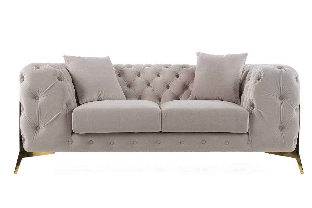 Divani Casa Clarice Transitional Light Beige Velvet Loveseat Model VGAH-SF1013-2-BGE