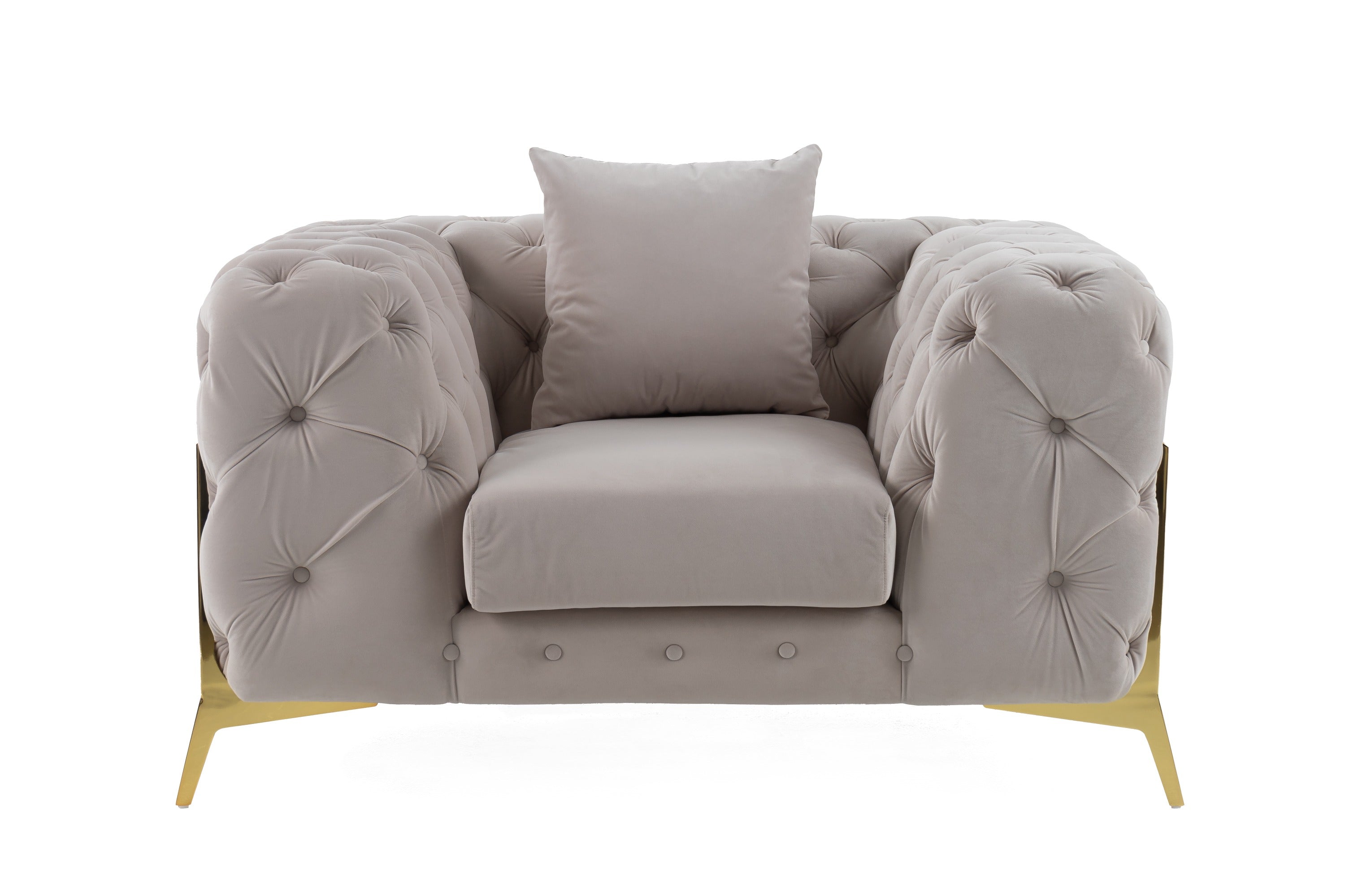 Divani Casa Clarice Transitional Light Beige Velvet Chair Model VGAH-SF1013-1-BGE