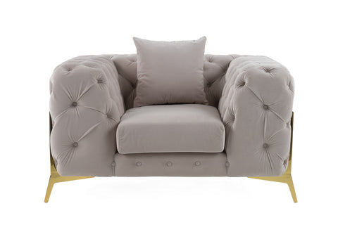 Divani Casa Clarice Transitional Light Beige Velvet Chair Model VGAH-SF1013-1-BGE