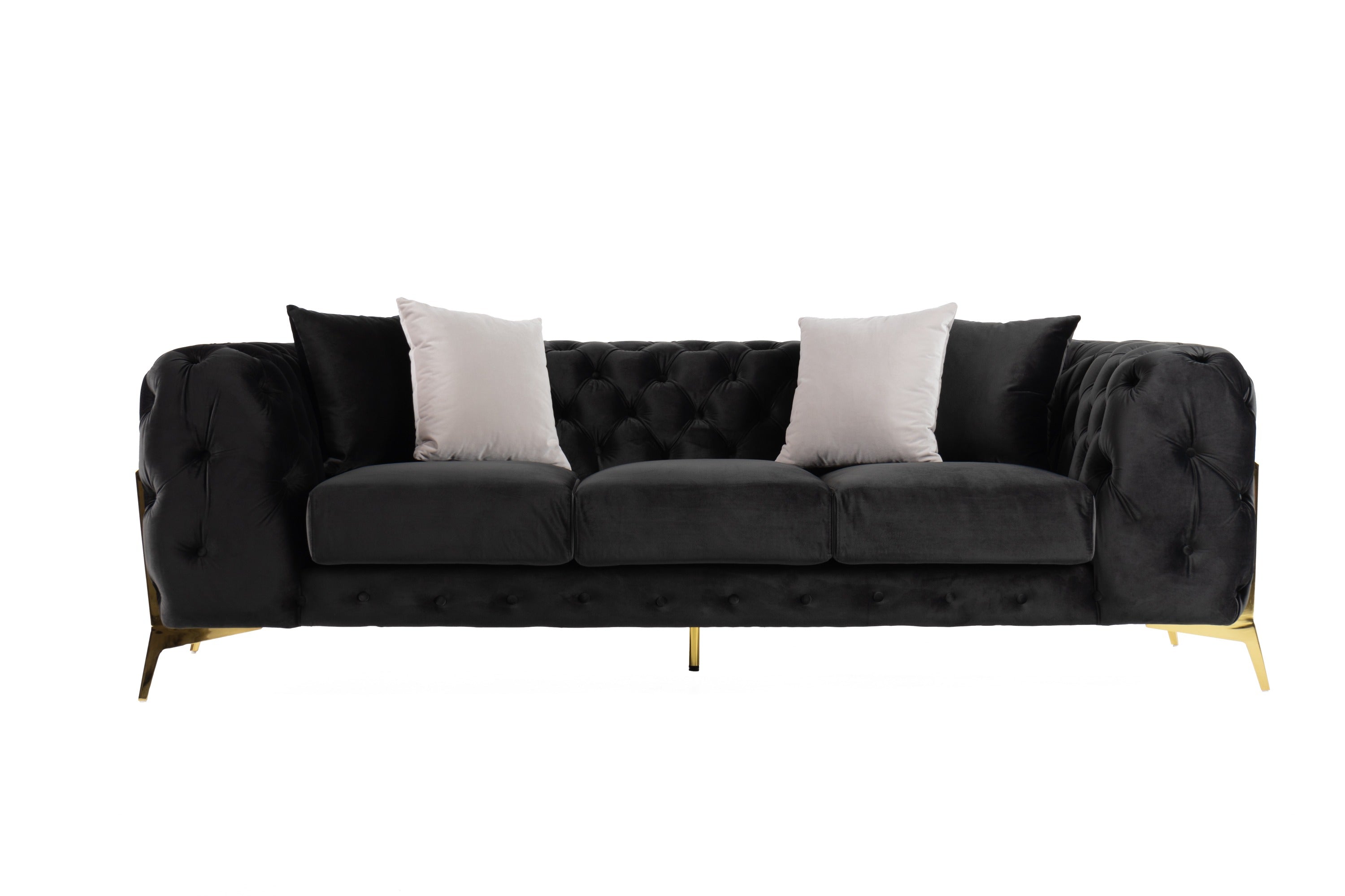 Divani Casa Clarice Transitional Black Velvet Sofa Model VGAH-SF1013-3-BLK