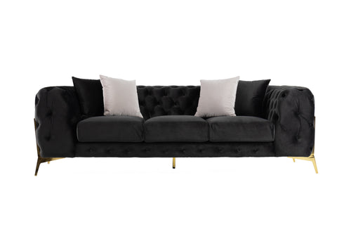 Divani Casa Clarice Transitional Black Velvet Sofa Model VGAH-SF1013-3-BLK