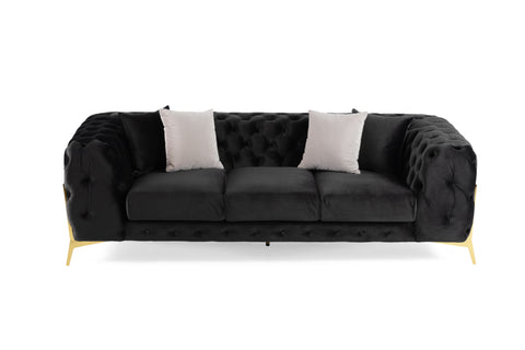 Divani Casa Clarice Transitional Black Velvet Sofa Model VGAH-SF1013-3-BLK