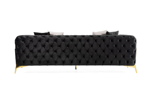 Divani Casa Clarice Transitional Black Velvet Sofa Model VGAH-SF1013-3-BLK