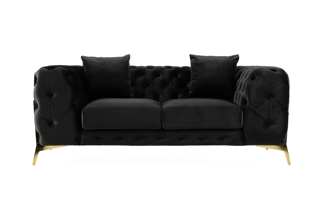 Divani Casa Clarice Transitional Black Velvet Loveseat Model VGAH-SF1013-2-BLK