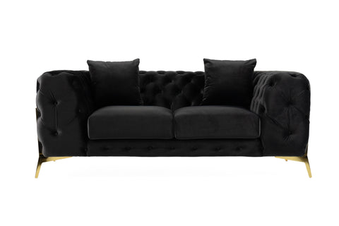 Divani Casa Clarice Transitional Black Velvet Loveseat Model VGAH-SF1013-2-BLK