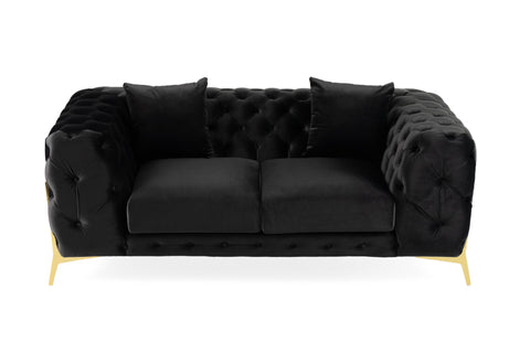 Divani Casa Clarice Transitional Black Velvet Loveseat Model VGAH-SF1013-2-BLK