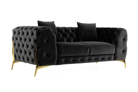 Divani Casa Clarice Transitional Black Velvet Loveseat Model VGAH-SF1013-2-BLK