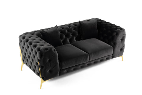 Divani Casa Clarice Transitional Black Velvet Loveseat Model VGAH-SF1013-2-BLK