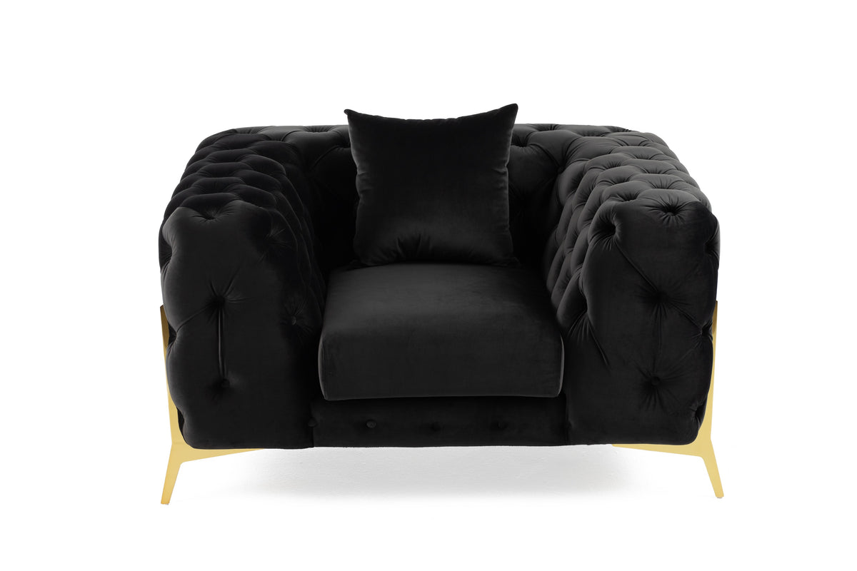 Divani Casa Clarice Transitional Black Velvet Chair Model VGAH-SF1013-1-BLK