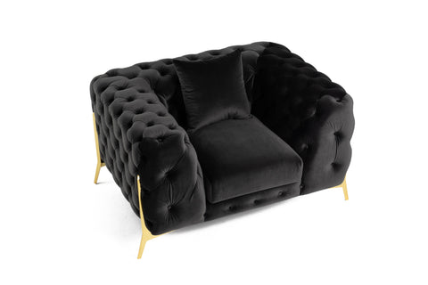Divani Casa Clarice Transitional Black Velvet Chair Model VGAH-SF1013-1-BLK
