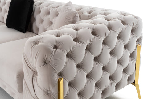 Divani Casa Clarice Transitional Light Beige Velvet Sectional Sofa Model VGAH-SF1015-BGE