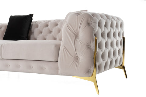 Divani Casa Clarice Transitional Light Beige Velvet Sectional Sofa Model VGAH-SF1015-BGE