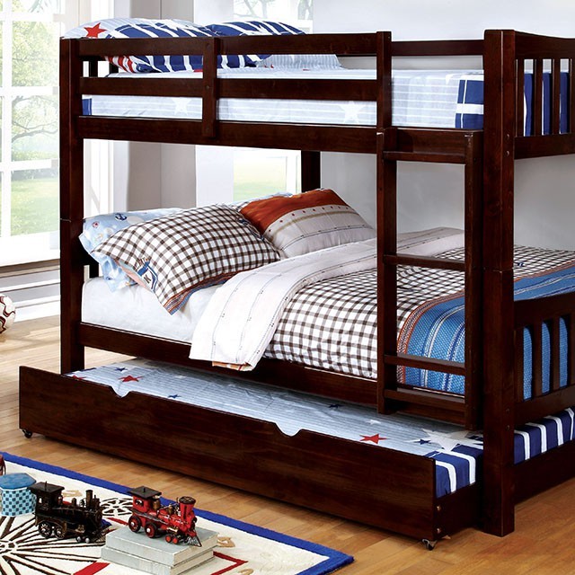 CAMERON FULL/FULL BUNK BED, DARK WALNUT