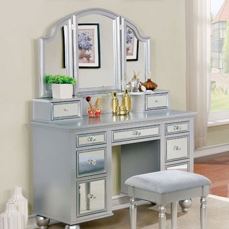 Tracy Vanity W/ Stool Model Cm-Dk6162Sv-Stool By Furniture Of America 
