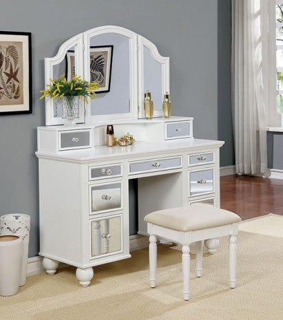 Tracy Vanity W/ Stool Model Cm-Dk6162Wh-Stool By Furniture Of America 