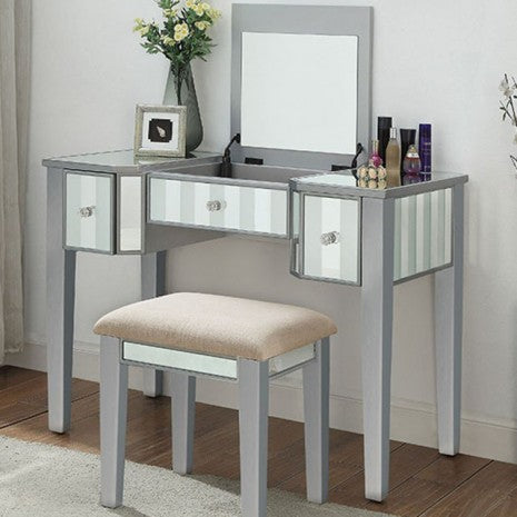 Joyce Vanity W/ Stool Model Cm-Dk6385Sv-Ups3-Stool By Furniture Of America 