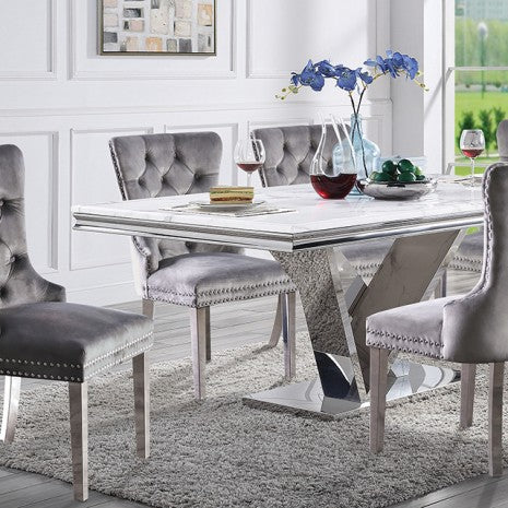 Valdevers Dining Table Model Cm3294T-Ss-Table By Furniture Of America 