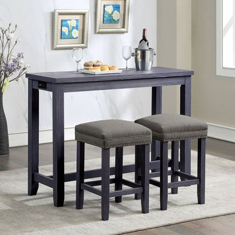 Caerleon 3 Pc. Counter Ht. Set Model Cm3474Bl-Pt-3Pk-Stool By Furniture Of America 
