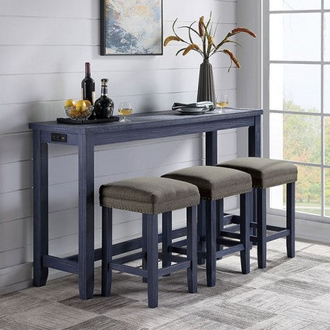 Caerleon 4 Pc. Counter Ht. Set Model Cm3474Bl-Pt-4Pk-Stool By Furniture Of America 
