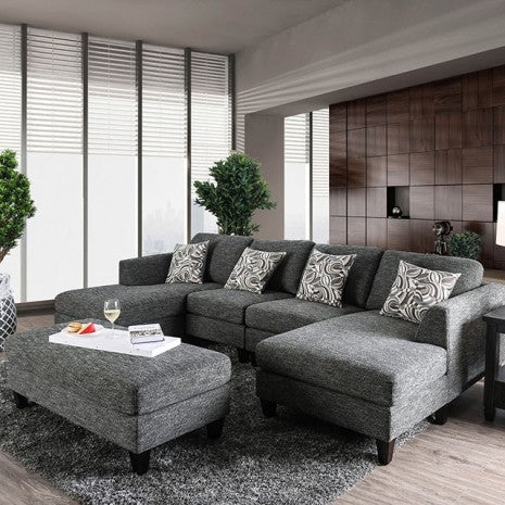 Lowry Sectional W/ Ottoman Model Cm6363-Set-Ottoman By Furniture Of America 
