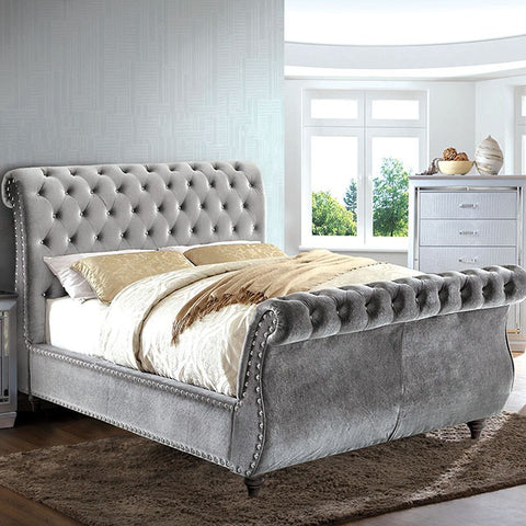 Noella Bed Model Cm7128Gy-Queen Bed, Gray By Furniture Of America 