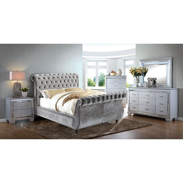 Noella Bed Model Cm7128Gy-Queen Bed, Gray By Furniture Of America 