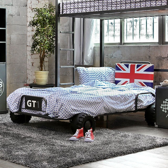 Royal Racer Bed Model Cm7190-Twin Bed, Blue By Furniture Of America 